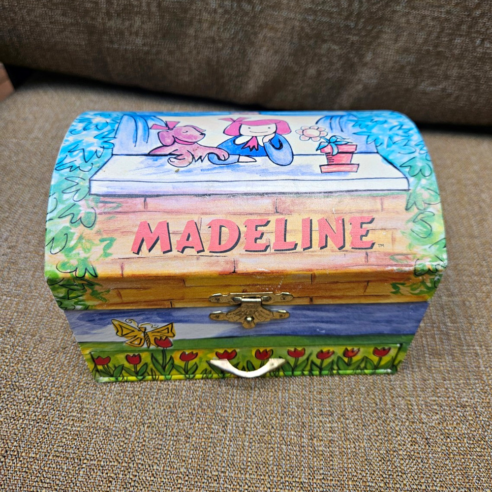 Schylling Madeline Multicolor Wooden Jewelry Box Lockable Lined Drawer